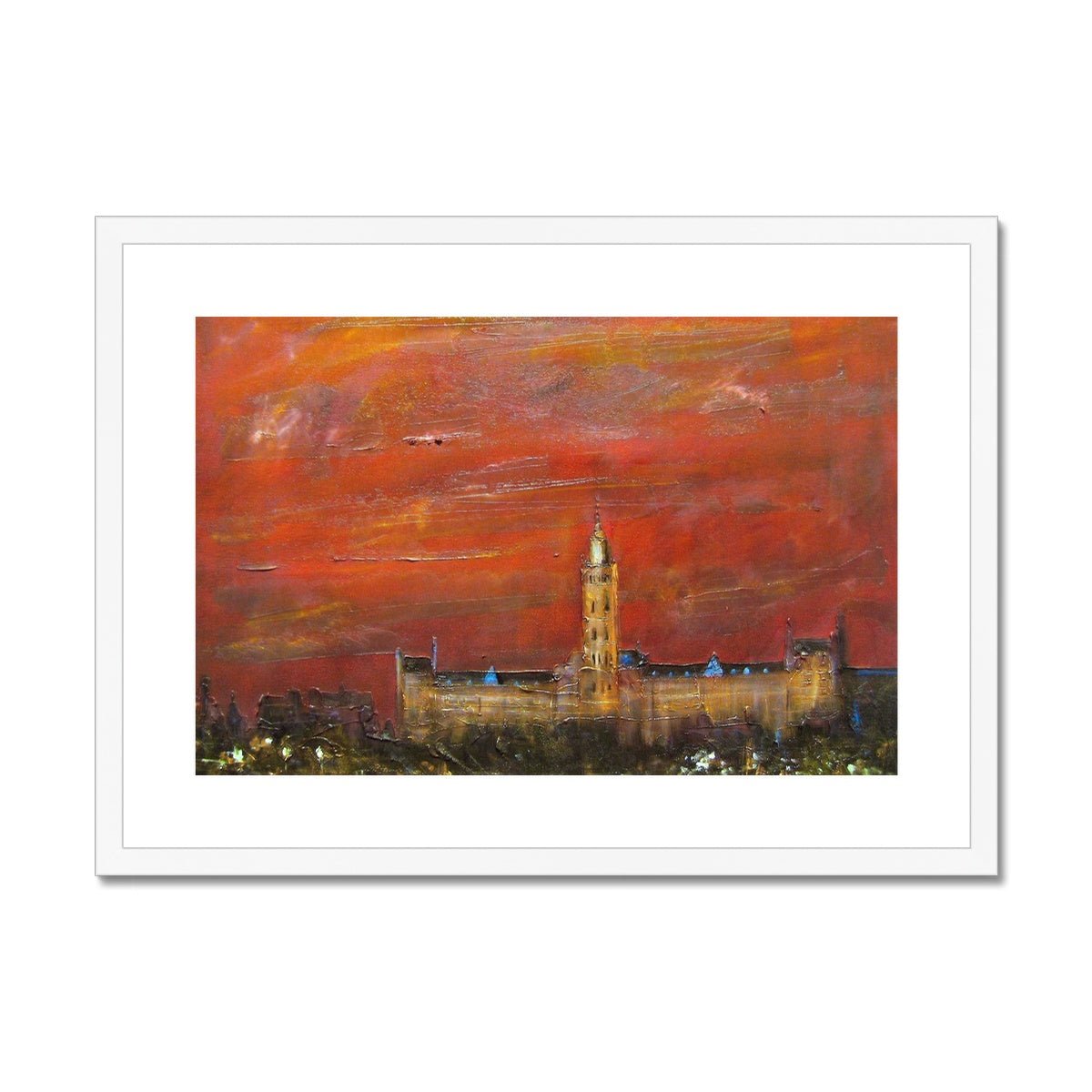 Glasgow University Dusk Painting | Framed &amp; Mounted Prints From Scotland