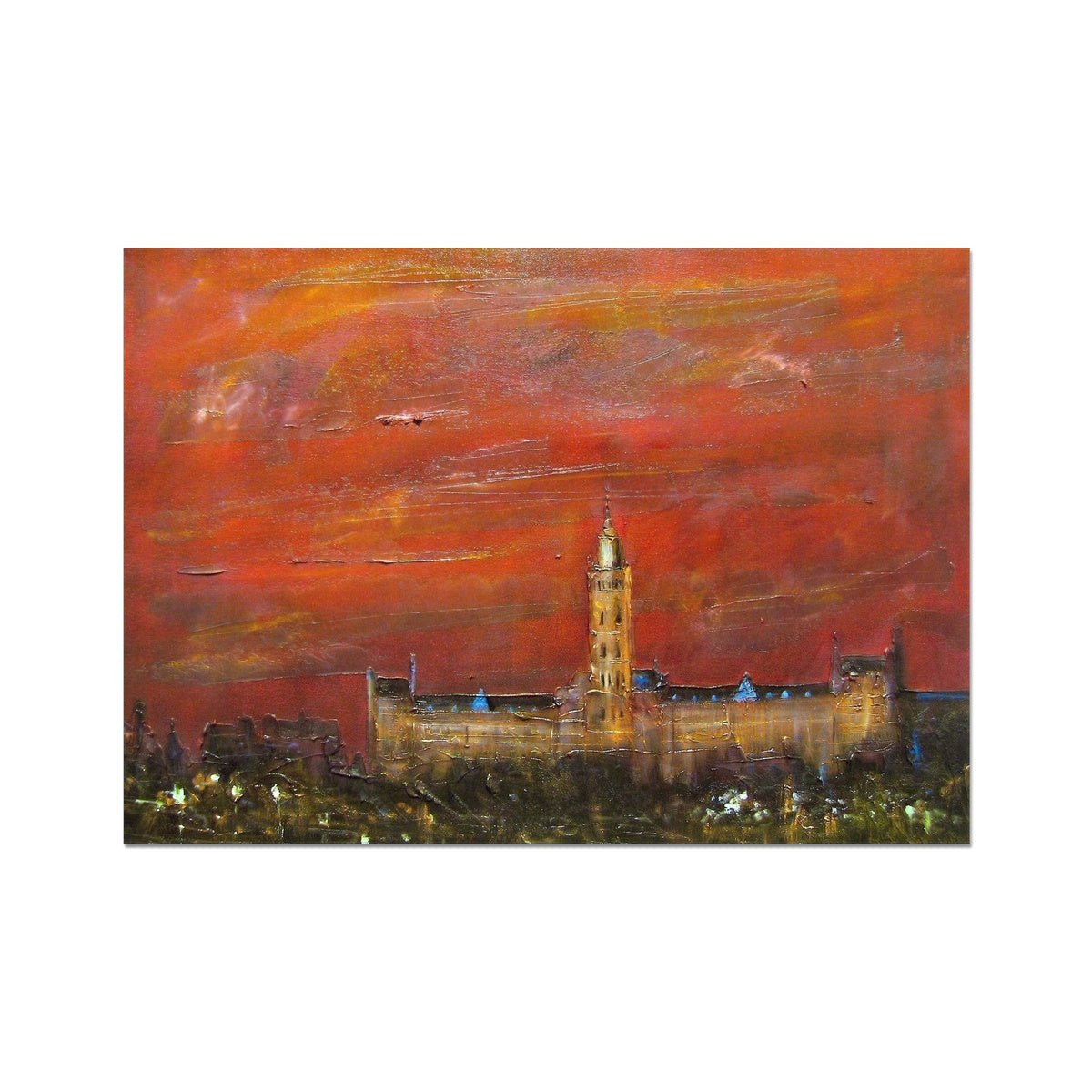 Glasgow University Dusk Painting | Fine Art Prints From Scotland