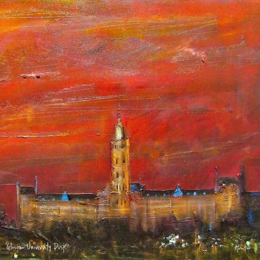 Glasgow University Dusk | Scotland In Your Pocket | Scottish Art Gifts