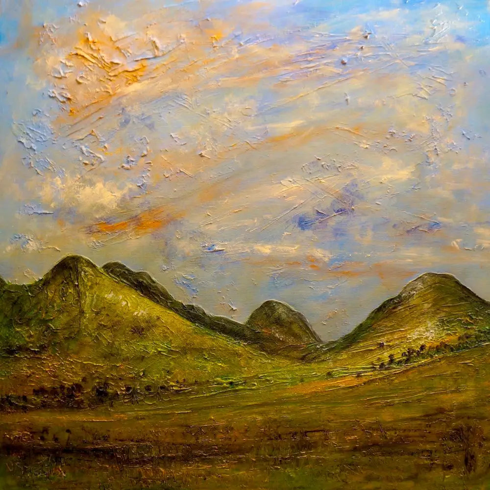Impasto landscape painting of Glencoe summer art from Scottish artist prints in summer art prints