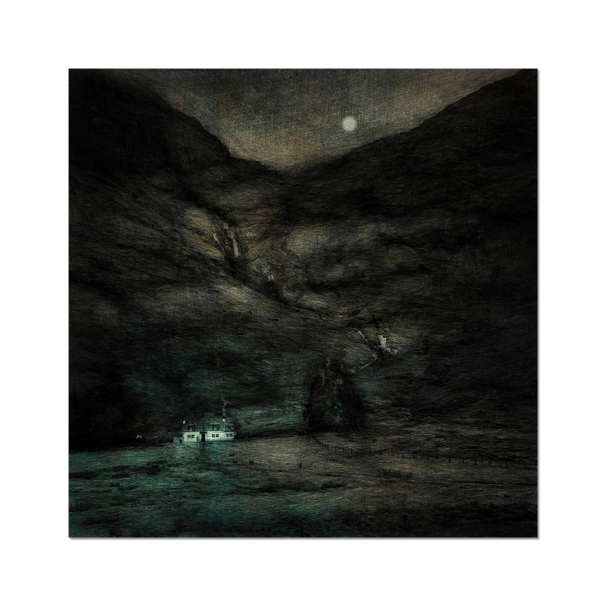 Glencoe Cottage Moonlight Painting | Fine Art Prints From Scotland