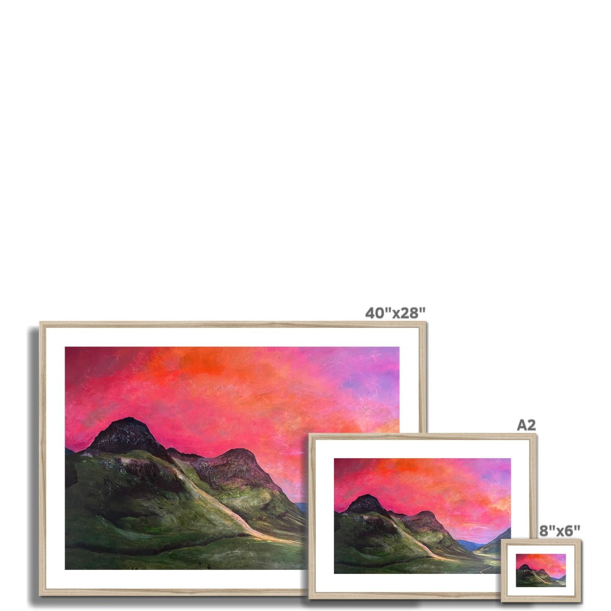 Glencoe Dusk Painting | Framed & Mounted Prints From Scotland-Framed & Mounted Prints-Glencoe Art Gallery-Paintings, Prints, Homeware, Art Gifts From Scotland By Scottish Artist Kevin Hunter