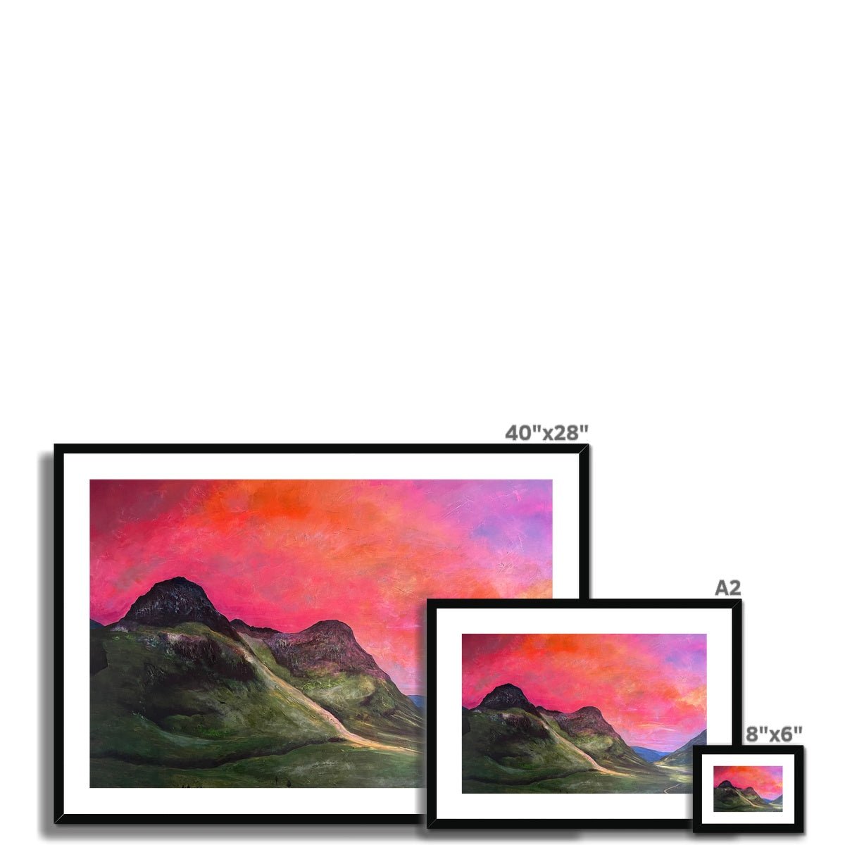 Glencoe Dusk Painting | Framed & Mounted Prints From Scotland-Framed & Mounted Prints-Glencoe Art Gallery-Paintings, Prints, Homeware, Art Gifts From Scotland By Scottish Artist Kevin Hunter