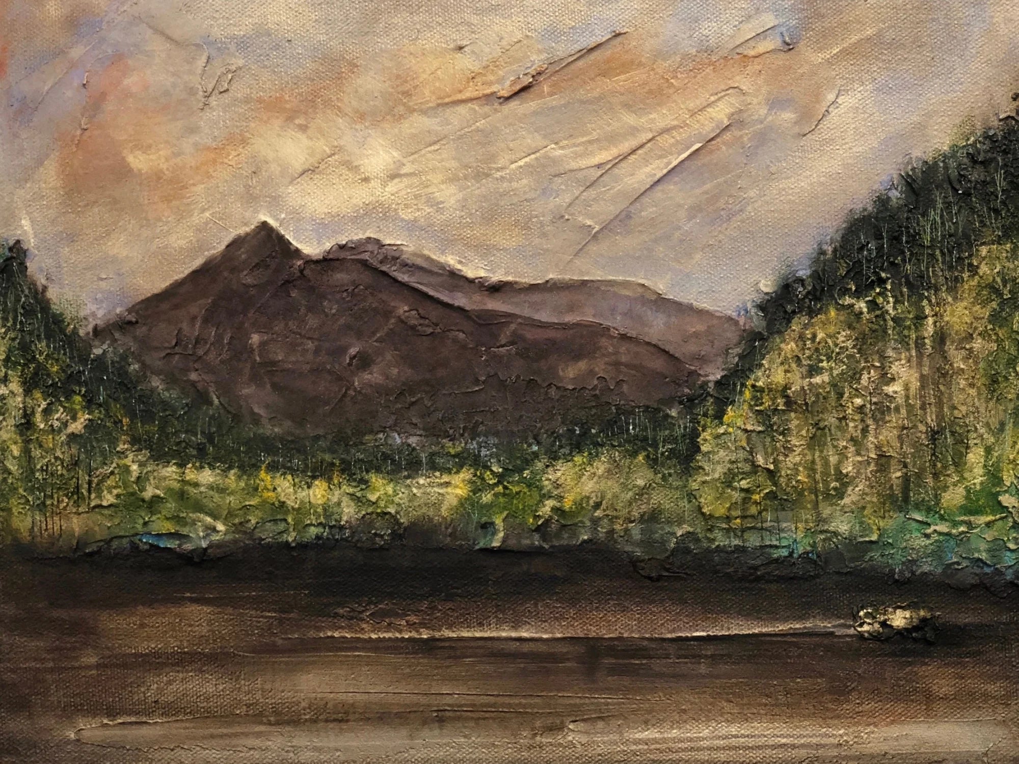 Glencoe Lochan i - Art Gallery Scotland Worldwide Shipping Textured Oil Painting Scottish Lochs and Mountains Paintings Prints by Artist