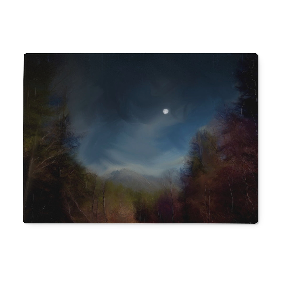 Glencoe Lochan Moonlight Art Gifts Glass Chopping Board