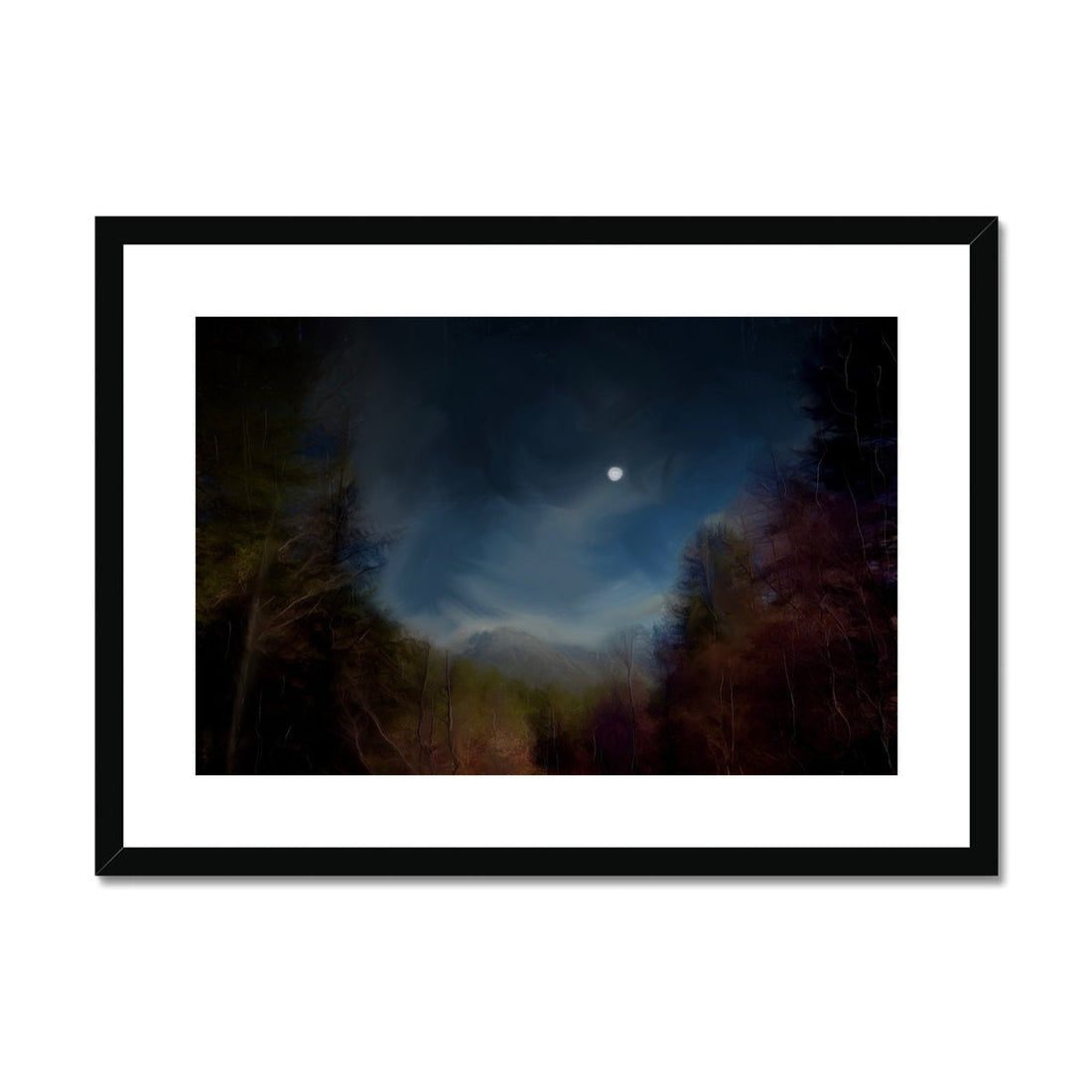 Glencoe Lochan Moonlight Painting | Framed &amp; Mounted Prints From Scotland