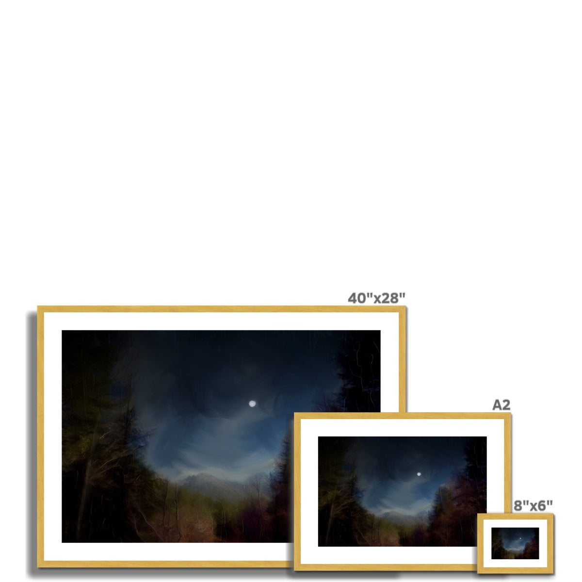 Glencoe Lochan Moonlight Painting | Antique Framed & Mounted Prints From Scotland