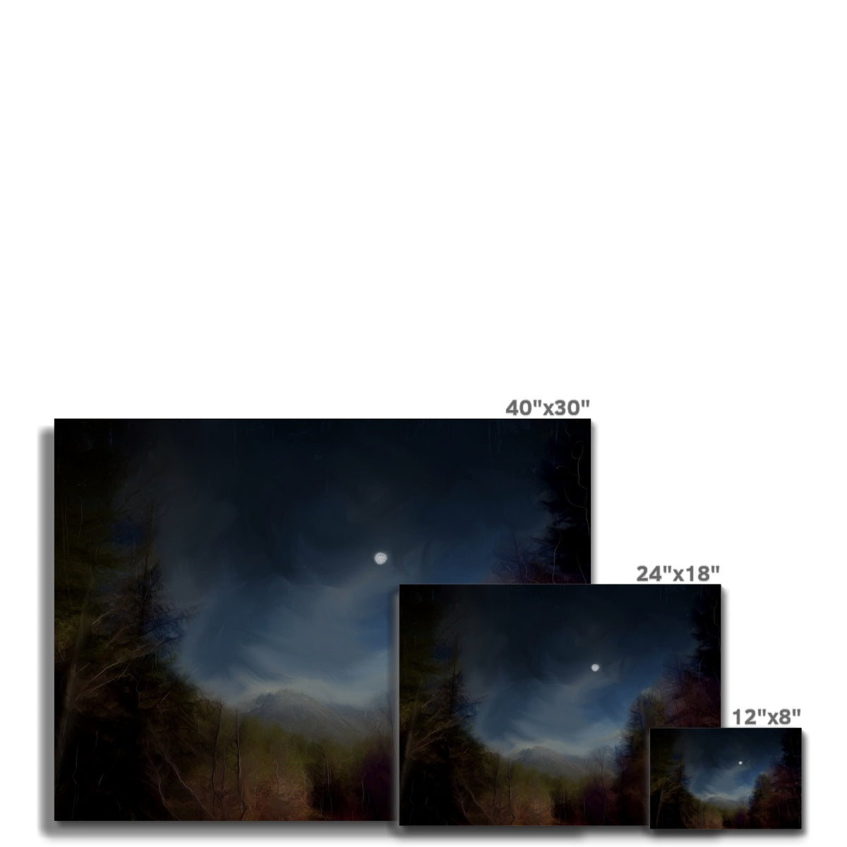 Glencoe Lochan Moonlight Painting | Canvas From Scotland