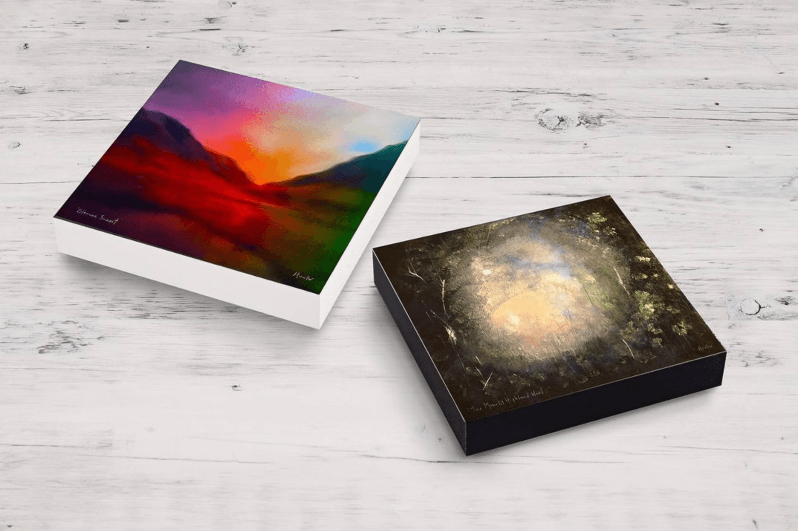 Glencoe Lochan Moonlight Wooden Art Block