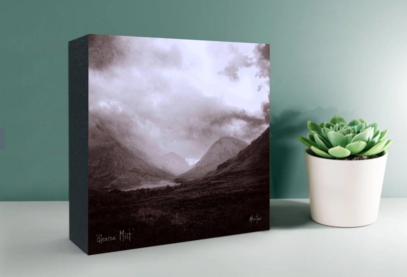 Glencoe Lochan Moonlight Wooden Art Block