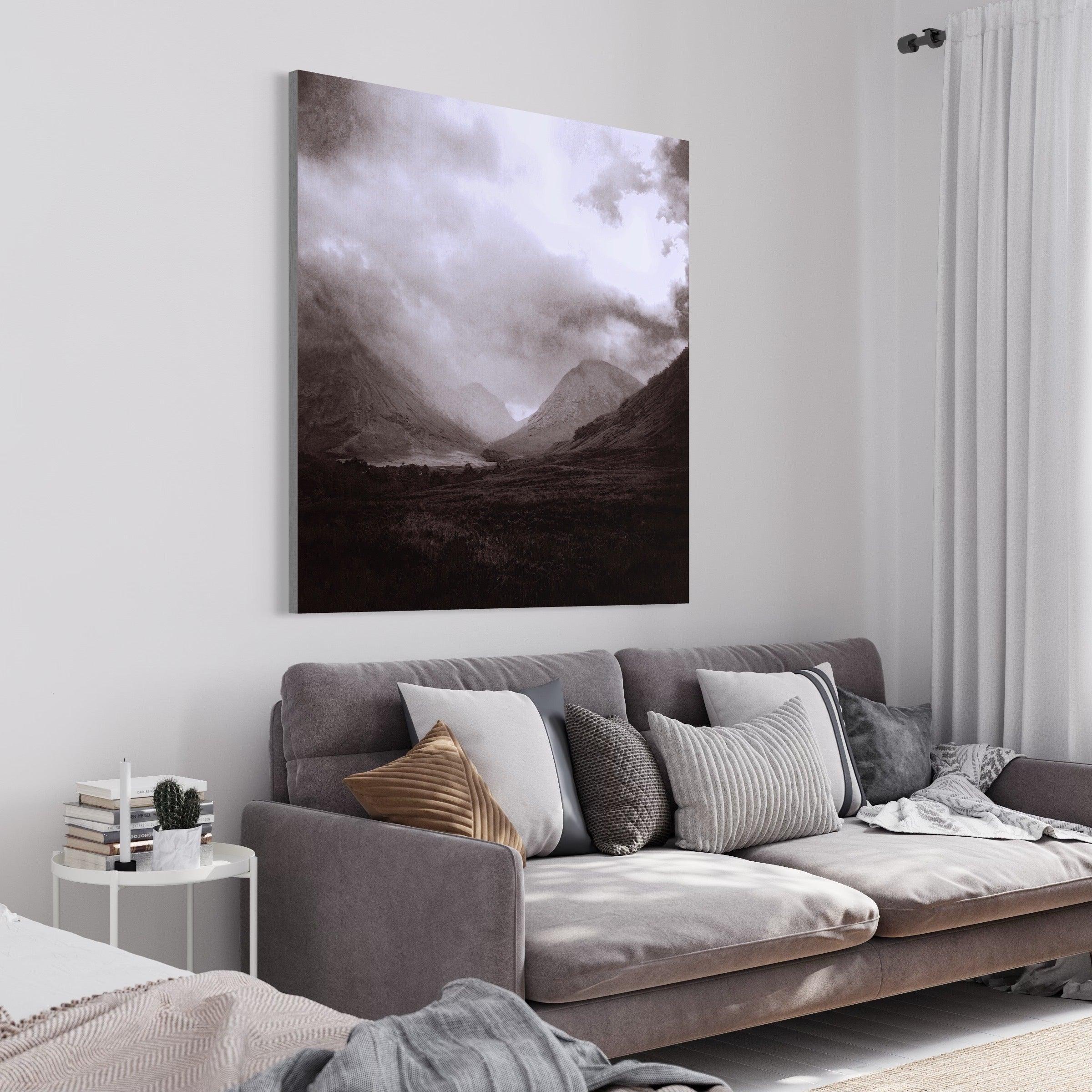 Glencoe Mist 50x50 inch Stretched Canvas Print from my Glencoe Art Gallery Collection