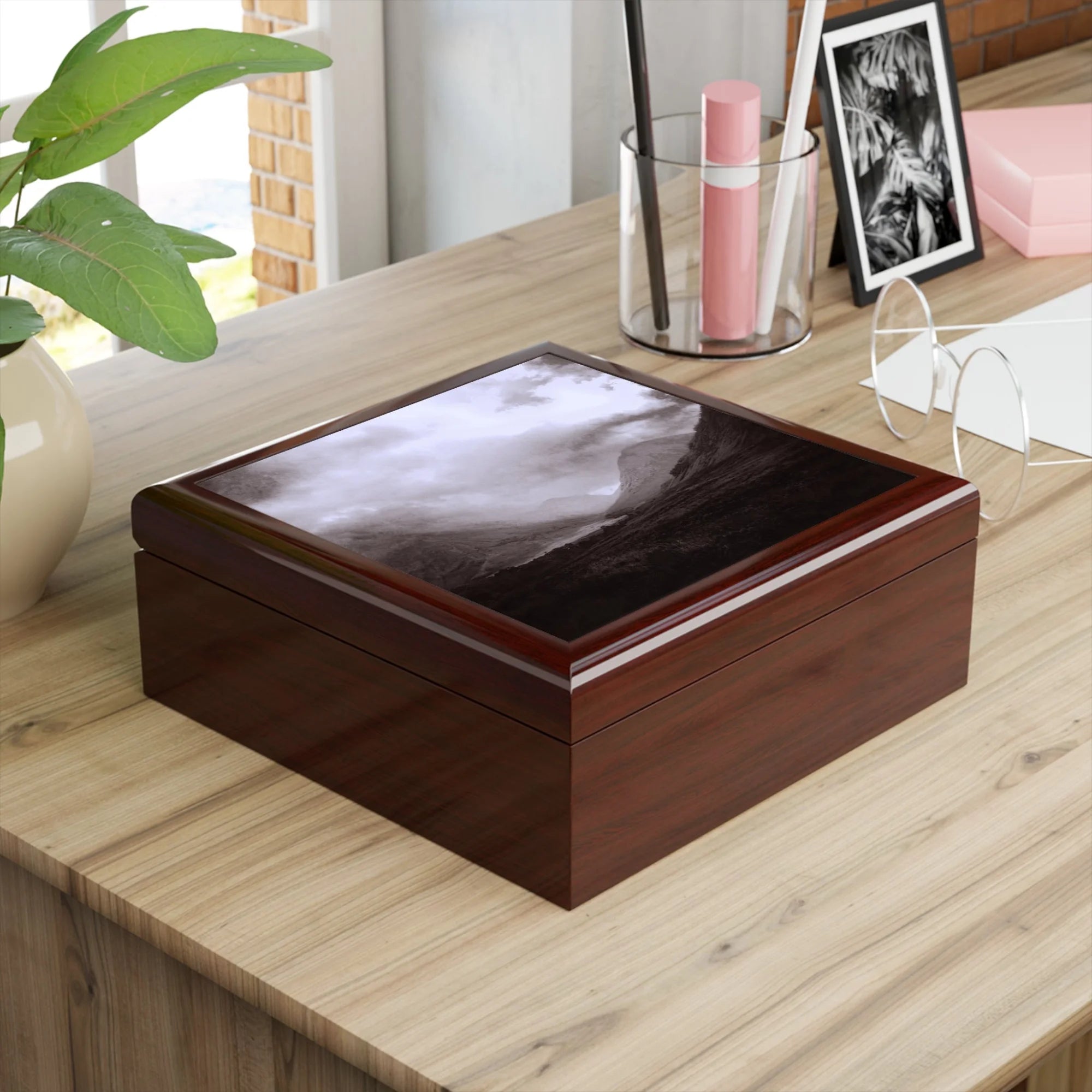Glencoe Mist | Jewellery Box | Scotland - Art Gallery Worldwide Shipping Glossy Dark Brown Hunter Scottish Prints and Original Landscape