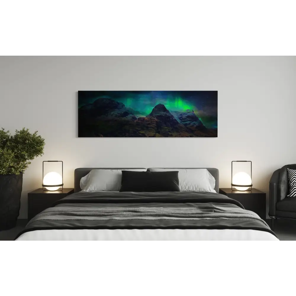 Glencoe Northern Lights Panoramic Statement Interior Wall Art Canvas