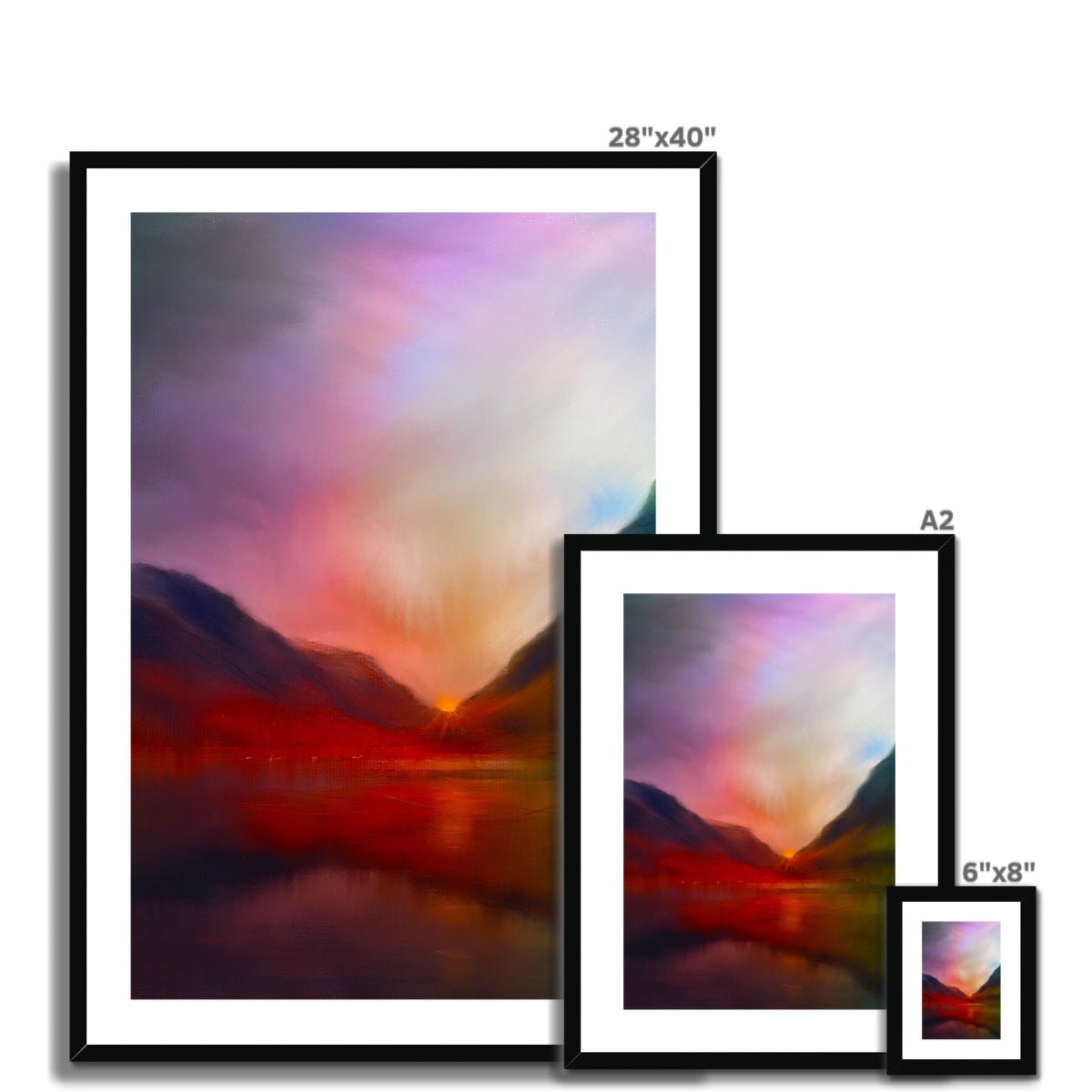 Glencoe Sunset Painting | Framed &amp; Mounted Prints From Scotland