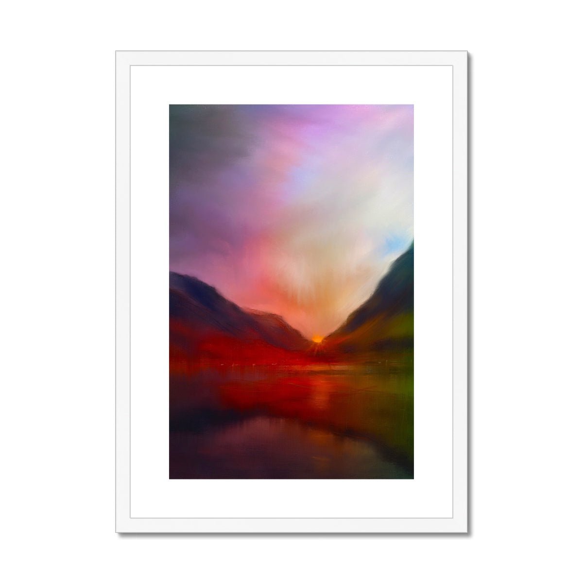 Glencoe Sunset Painting | Framed & Mounted Prints From Scotland