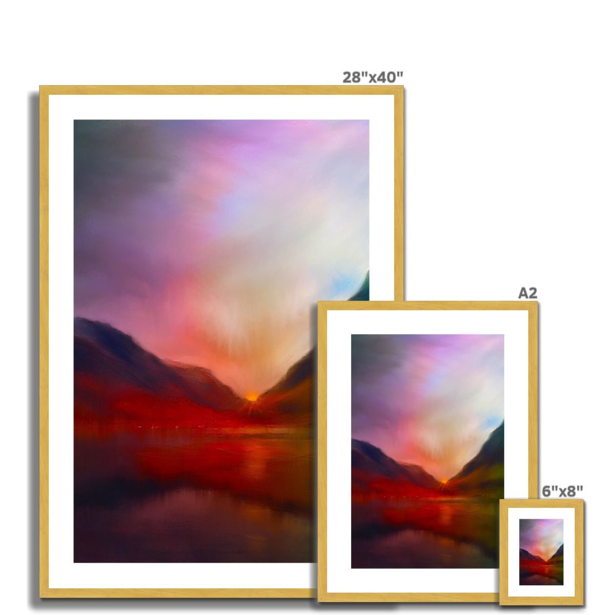 Glencoe Sunset Painting | Antique Framed & Mounted Prints From Scotland-Antique Framed & Mounted Prints-Glencoe Art Gallery-Paintings, Prints, Homeware, Art Gifts From Scotland By Scottish Artist Kevin Hunter