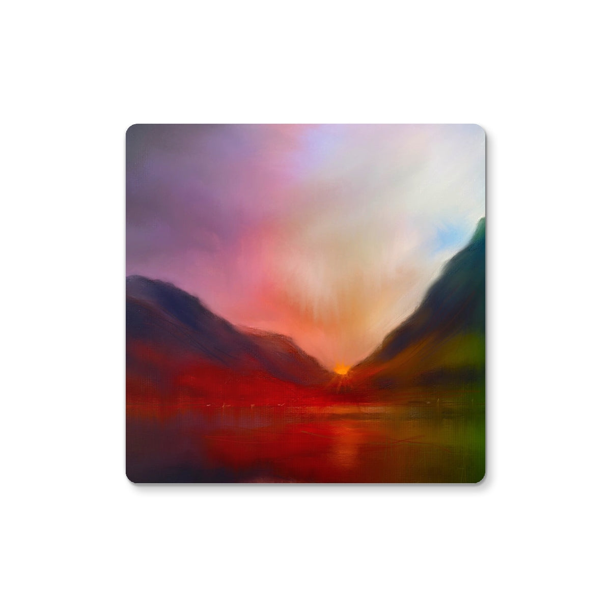 Glencoe Sunset | Scottish Art Gifts | Coaster | Glencoe Art Gallery | Paintings, Prints, Homeware and Art Gifts From Scotland By Scottish Artist Kevin Hunter