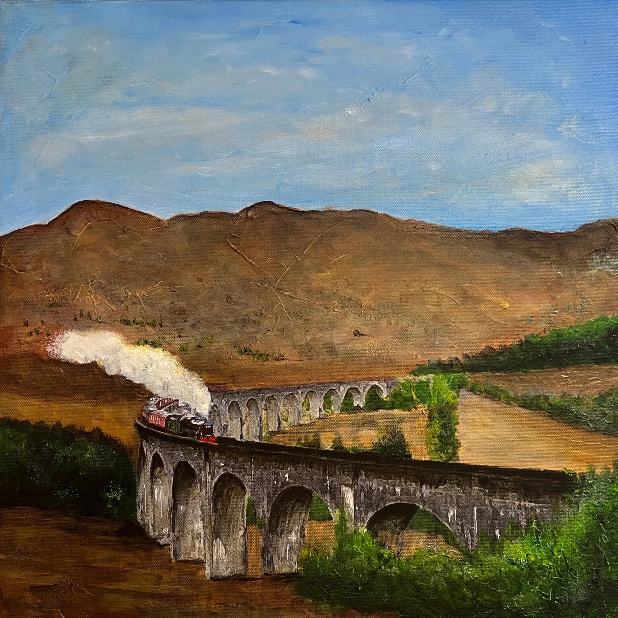 Glenfinnan Viaduct - Highlands & Lowlands Art Gallery Scotland Worldwide Shipping Oil Painting Steam Kevin Hunter Portfolio Giclee Prints