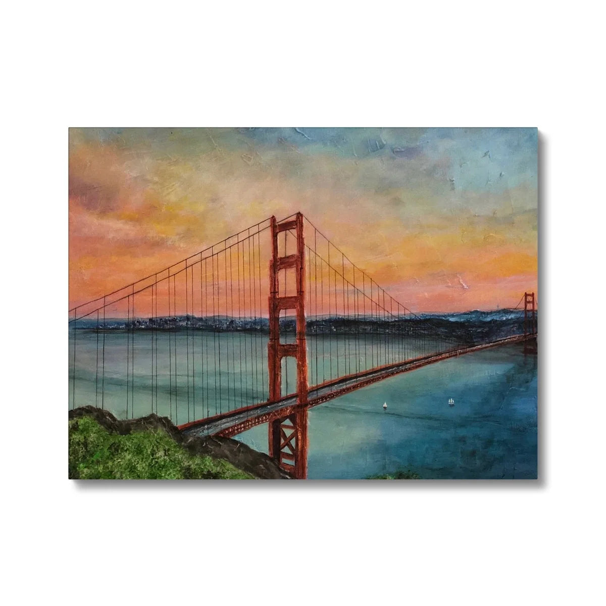 The Golden Gate Bridge Original Cityscape Painting on Canvas - World Art Gallery Scotland Worldwide Shipping Hunter Scottish Prints