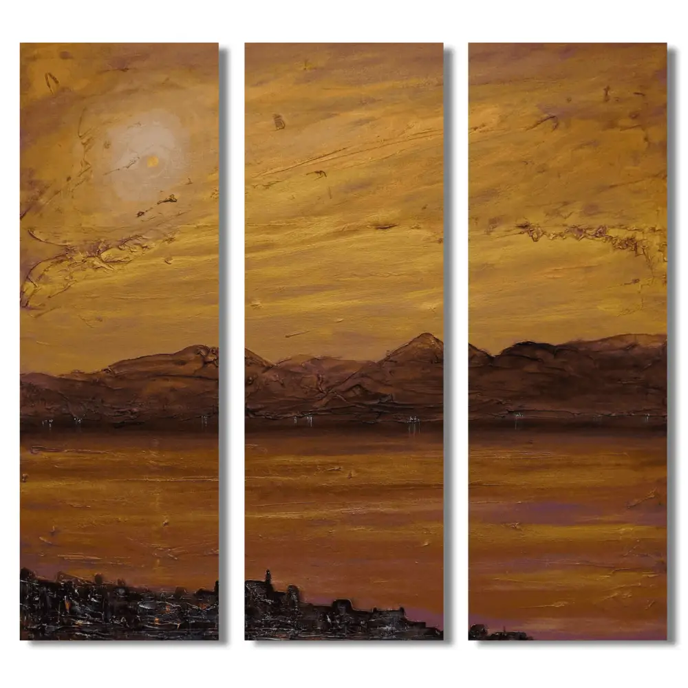 Gourock Autumn Dusk Triptych Canvas Landscape Wall Art
