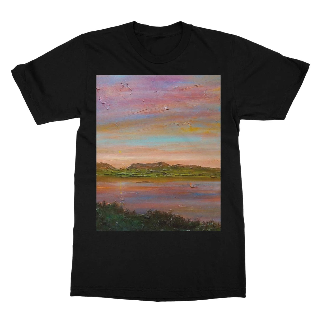 Gourock Golf Club Sunset Softstyle T-shirt - River Clyde Art Gallery Scotland Worldwide Shipping Scottish Artist Fine Prints and Paintings