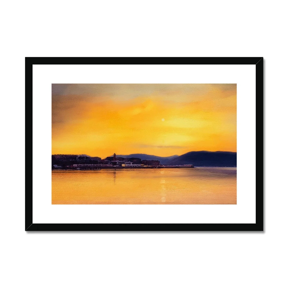 Gourock Sunset from Cardwell Bay Framed & Mounted Print - River Clyde Art Gallery Scotland Worldwide Shipping Scottish Artist Fine Prints