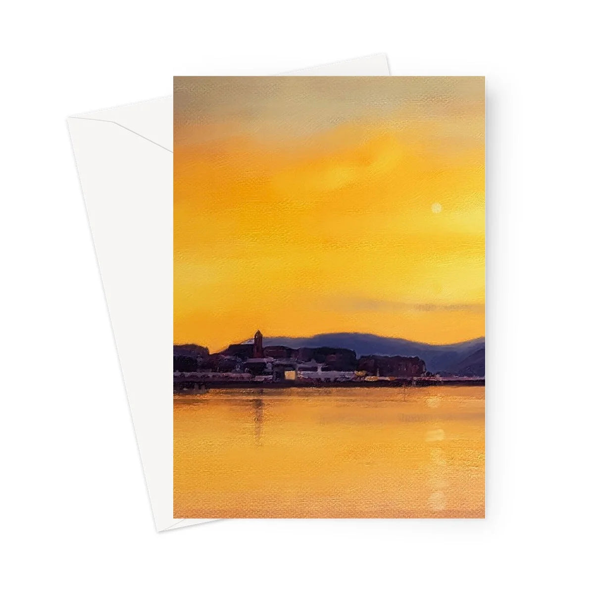Gourock Sunset from Cardwell Bay Greeting Card - River Clyde Art Gallery Scotland Worldwide Shipping Scottish Prints