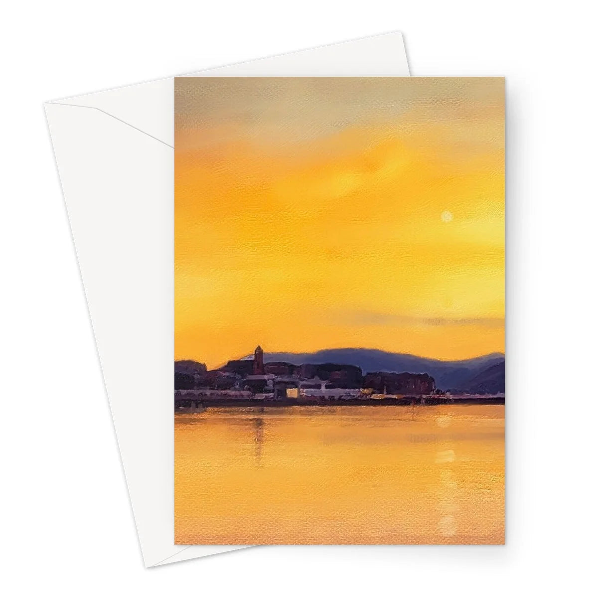 Gourock Sunset from Cardwell Bay Greeting Card - River Clyde Art Gallery Scotland Worldwide Shipping Scottish Prints