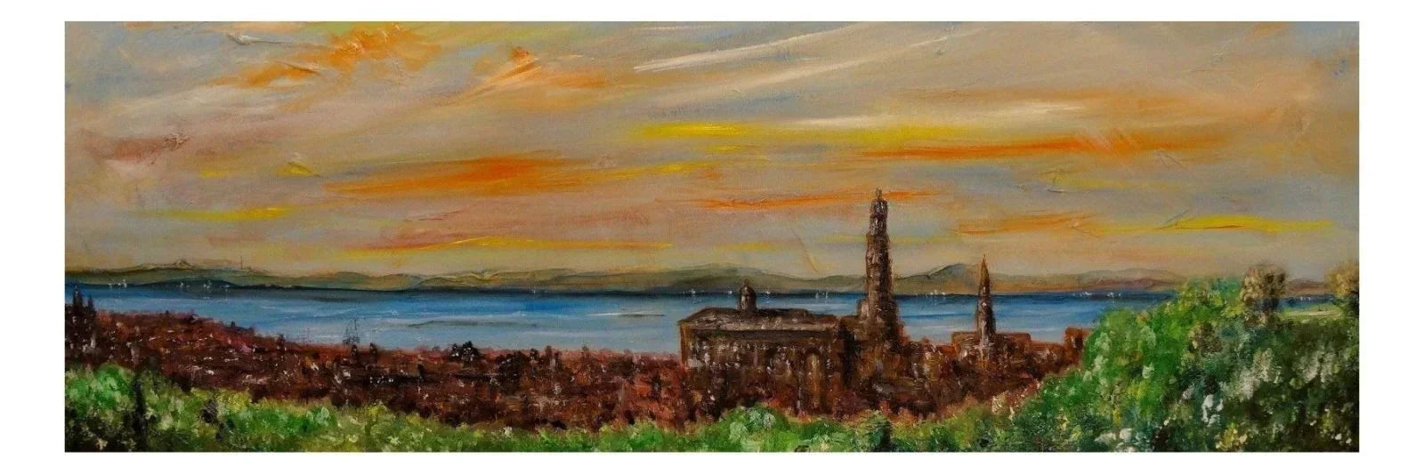 Greenock Original Panoramic Painting - Scottish Artist River Clyde Art Gallery Scotland