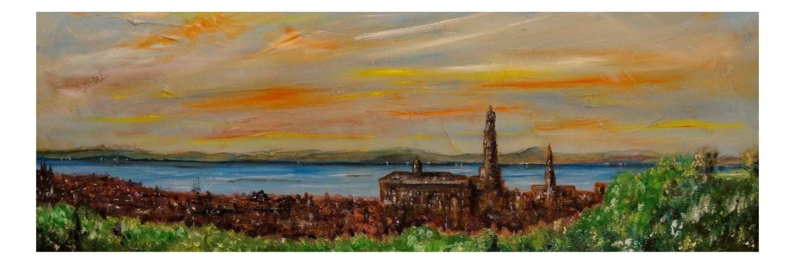 Greenock Panoramic Prints - River Clyde Art Gallery Scotland Worldwide Shipping Panoramic Oil Painting Paintings and by Artist Hunter