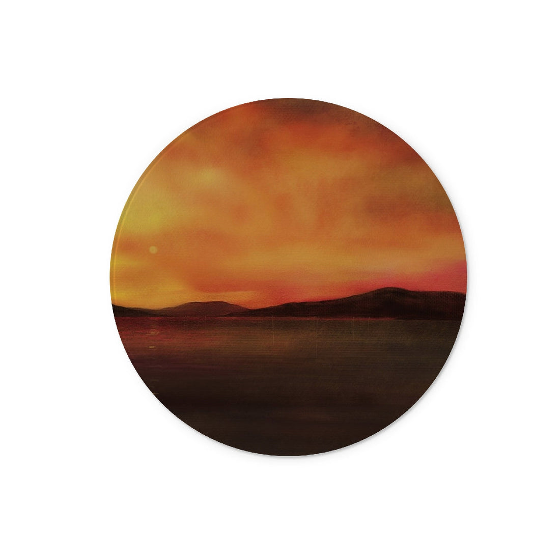 Harris Sunset Art Gifts Glass Chopping Board | Hebridean Islands Art Gallery | Paintings, Prints, Homeware and Art Gifts From Scotland By Scottish Artist Kevin Hunter