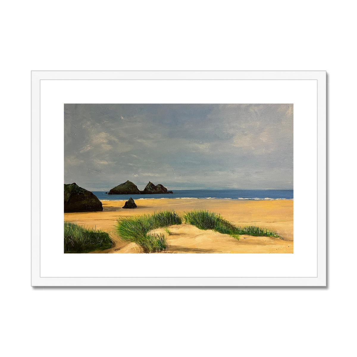 Holywell Bay Cornwall Painting | Framed & Mounted Prints From Scotland