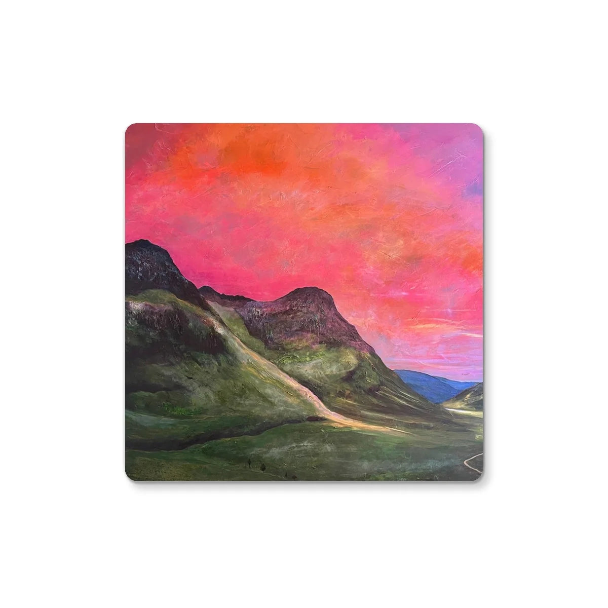 Into the Glencoe Dusk Coaster - Art Gallery Scotland Worldwide Shipping Scottish Prints and Landscape Paintings by Artist Hunter