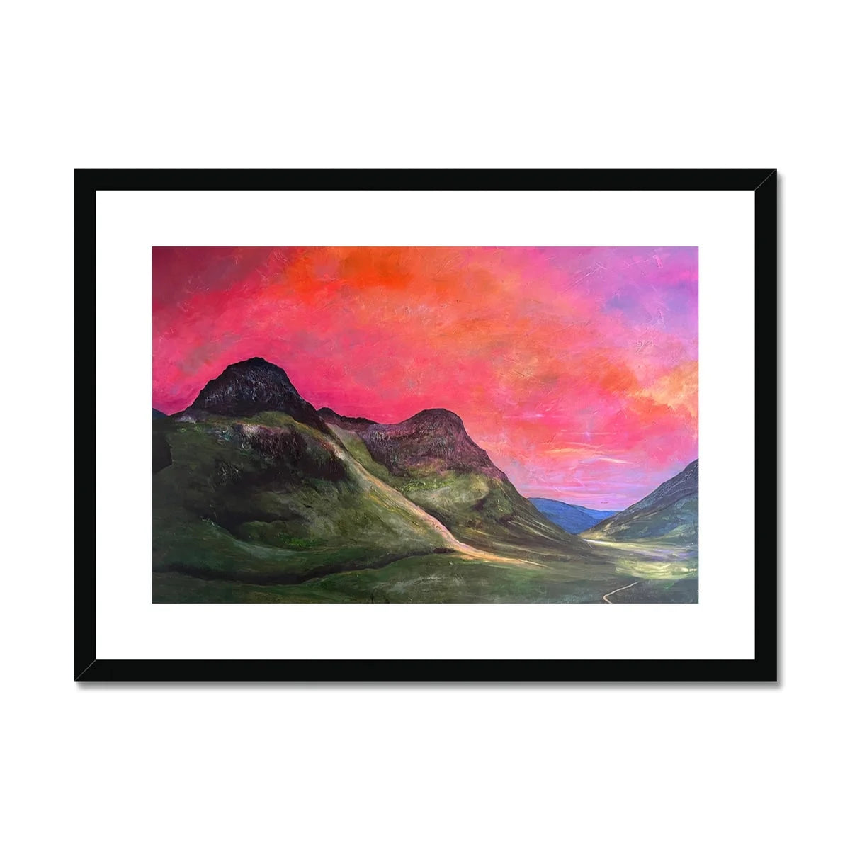 Into the Glencoe Dusk Framed & Mounted Print - Art Gallery Scotland Worldwide Shipping Scottish Prints and Landscape Paintings by Artist