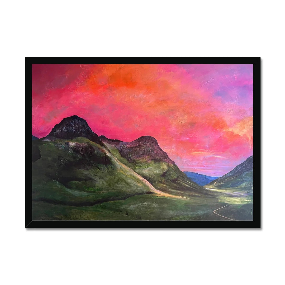 Into the Glencoe Dusk Framed Print - Art Gallery Scotland Worldwide Shipping Scottish Prints and Landscape Paintings by Artist Hunter