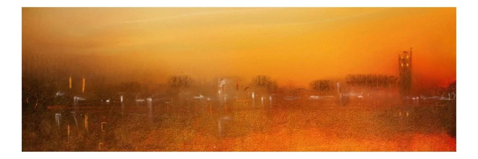 Inveraray Dusk Panoramic Prints - Highlands & Lowlands Art Gallery Scotland Worldwide Shipping Panoramic Cityscape Sunset Paintings