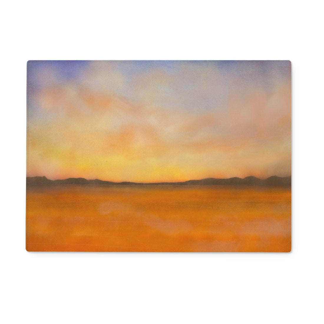 Islay Dawn Art Gifts Glass Chopping Board | Hebridean Islands Art Gallery | Paintings, Prints, Homeware and Art Gifts From Scotland By Scottish Artist Kevin Hunter