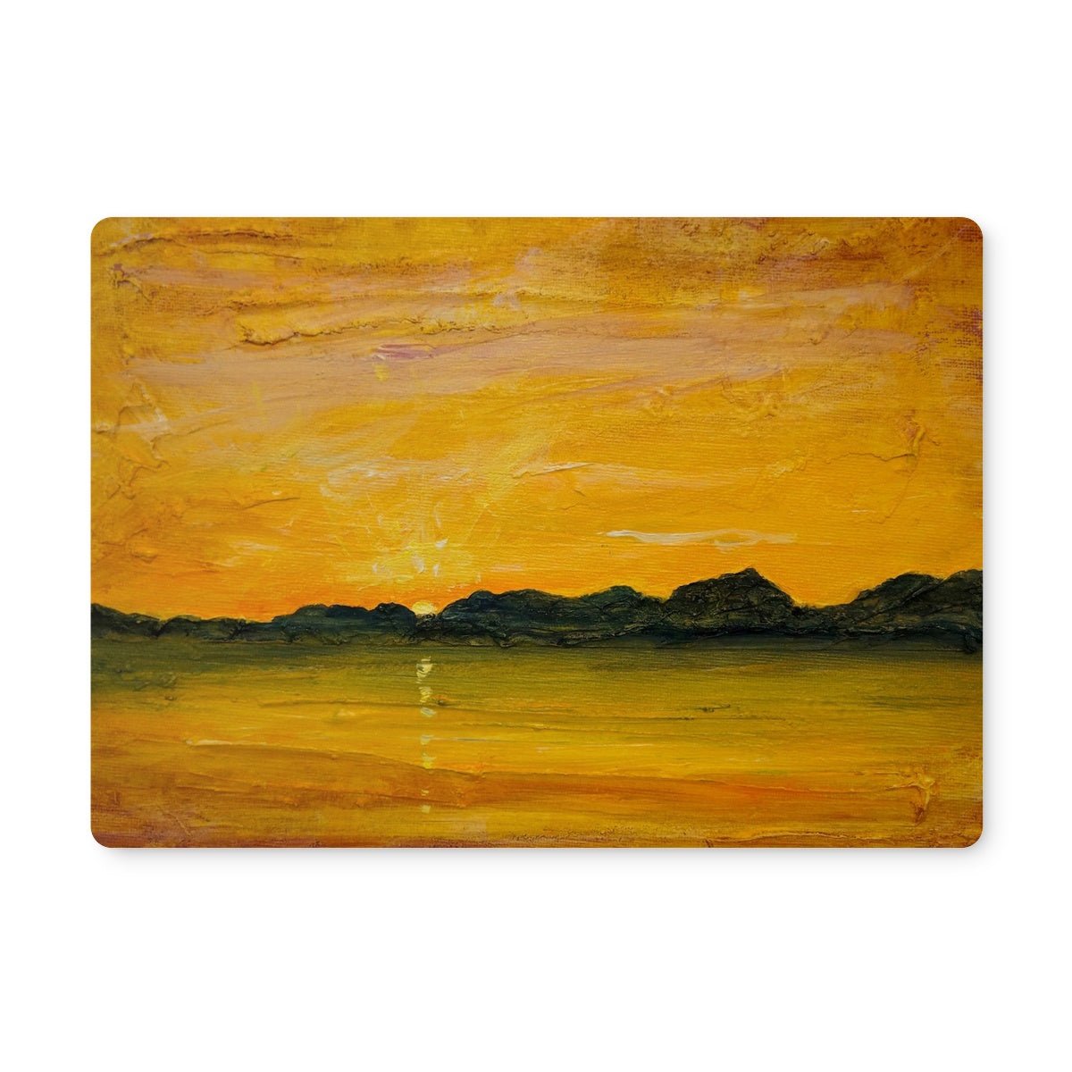 Jura Sunset Art Gifts Placemat-Placemats-Hebridean Islands Art Gallery-6 Placemats-Paintings, Prints, Homeware, Art Gifts From Scotland By Scottish Artist Kevin Hunter