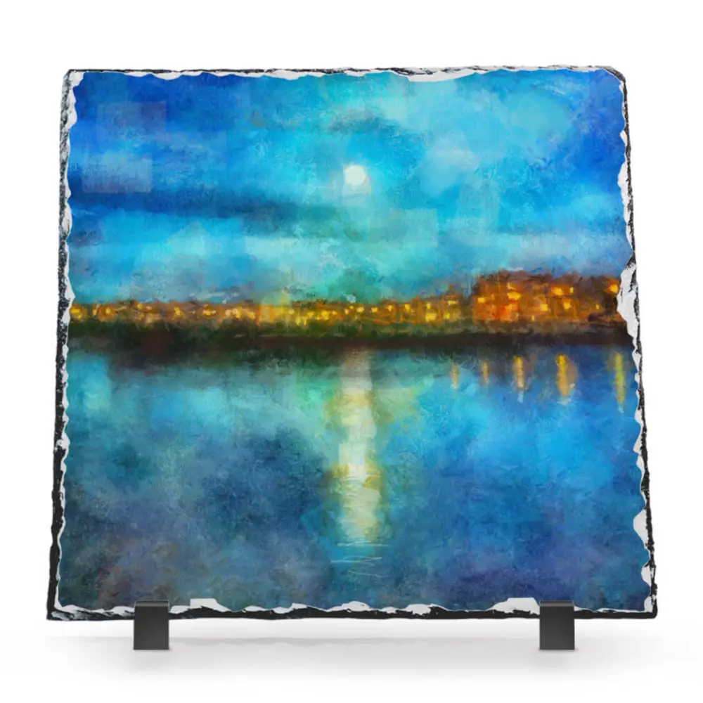 Kevin Hunter Scottish Artist Slate Art Portobello Moonlight
