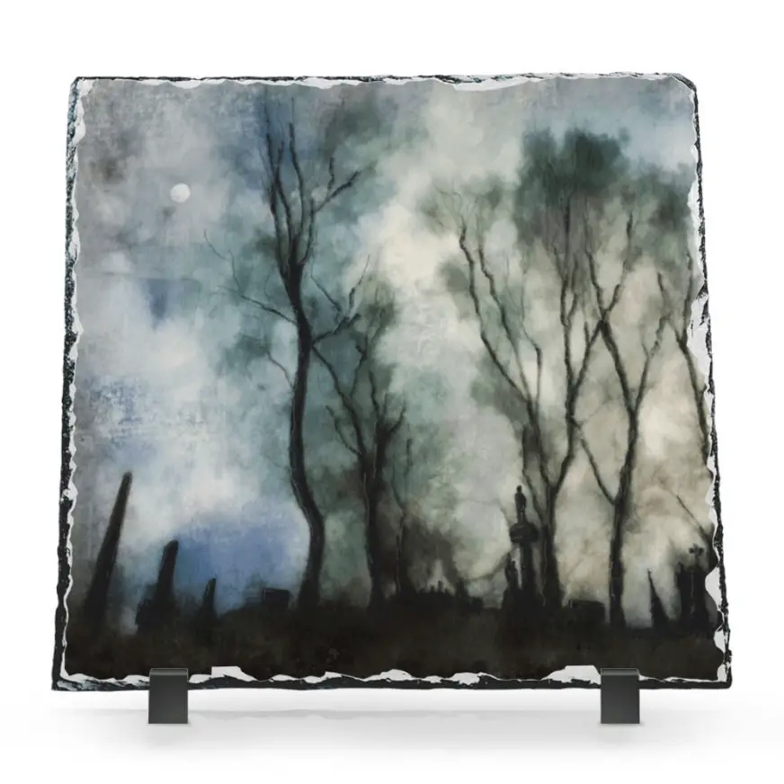 Kevin Hunter Scottish Slate Art Glasgow Necropolis Moonlight