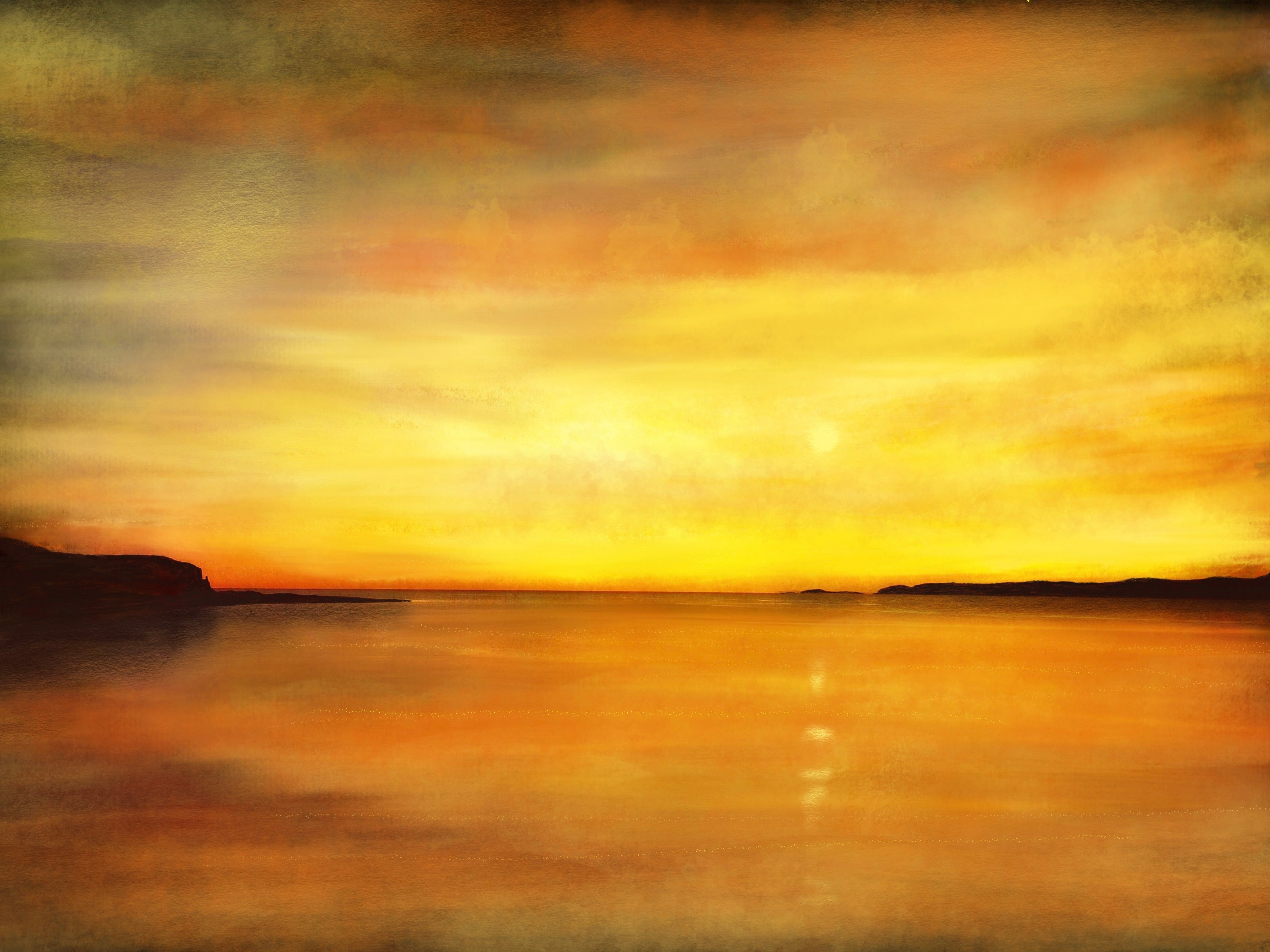 King's Cave Sunset Arran Art Prints.