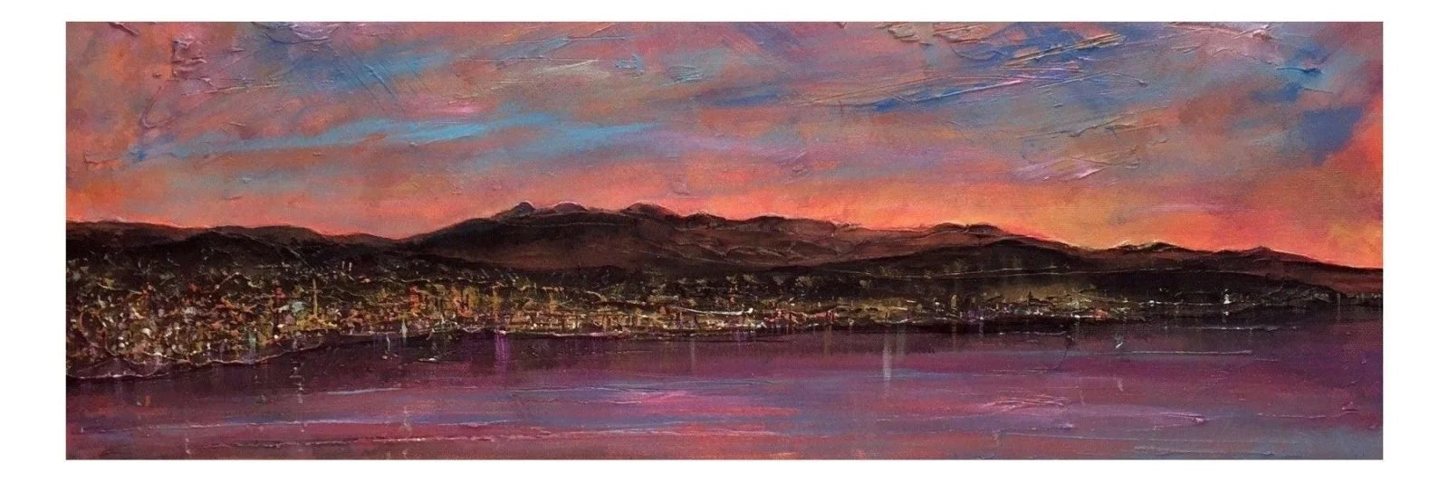 La Spezia Dusk Panoramic Prints - World Art Gallery Scotland Worldwide Shipping Panoramic Painting Mountain Paintings and by Artist Hunter