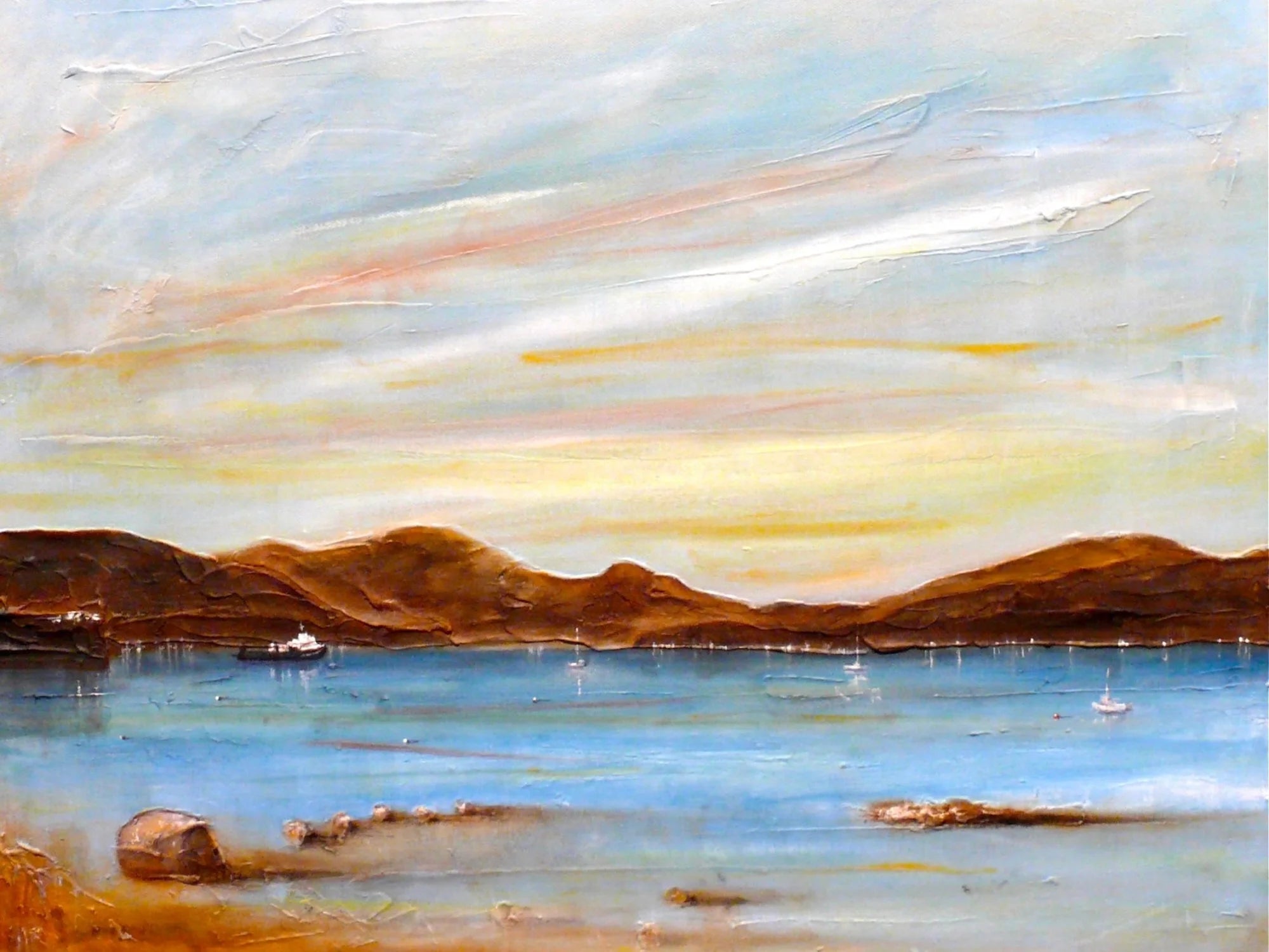 The Last Ferry from Dunoon - River Clyde Art Gallery Scotland Worldwide Shipping Oil Painting Coastal Kevin Hunter Portfolio Giclee Prints