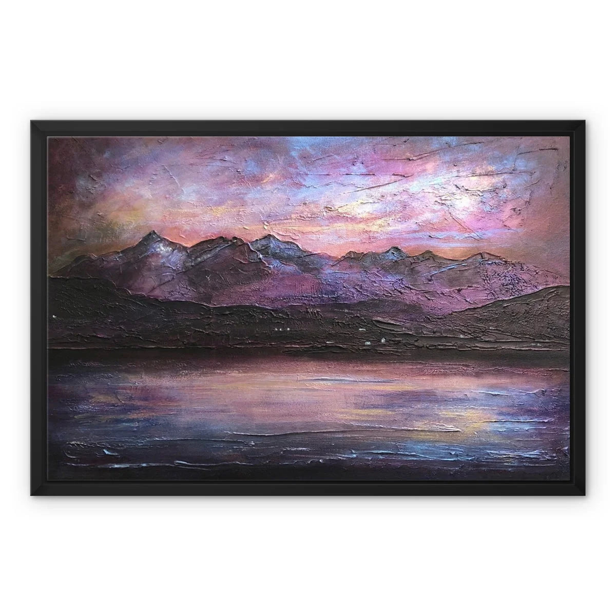 Last Skye Light Framed Canvas - Art Gallery Scotland Worldwide Shipping Scottish Landscape Paintings and Prints by Artist Hunter