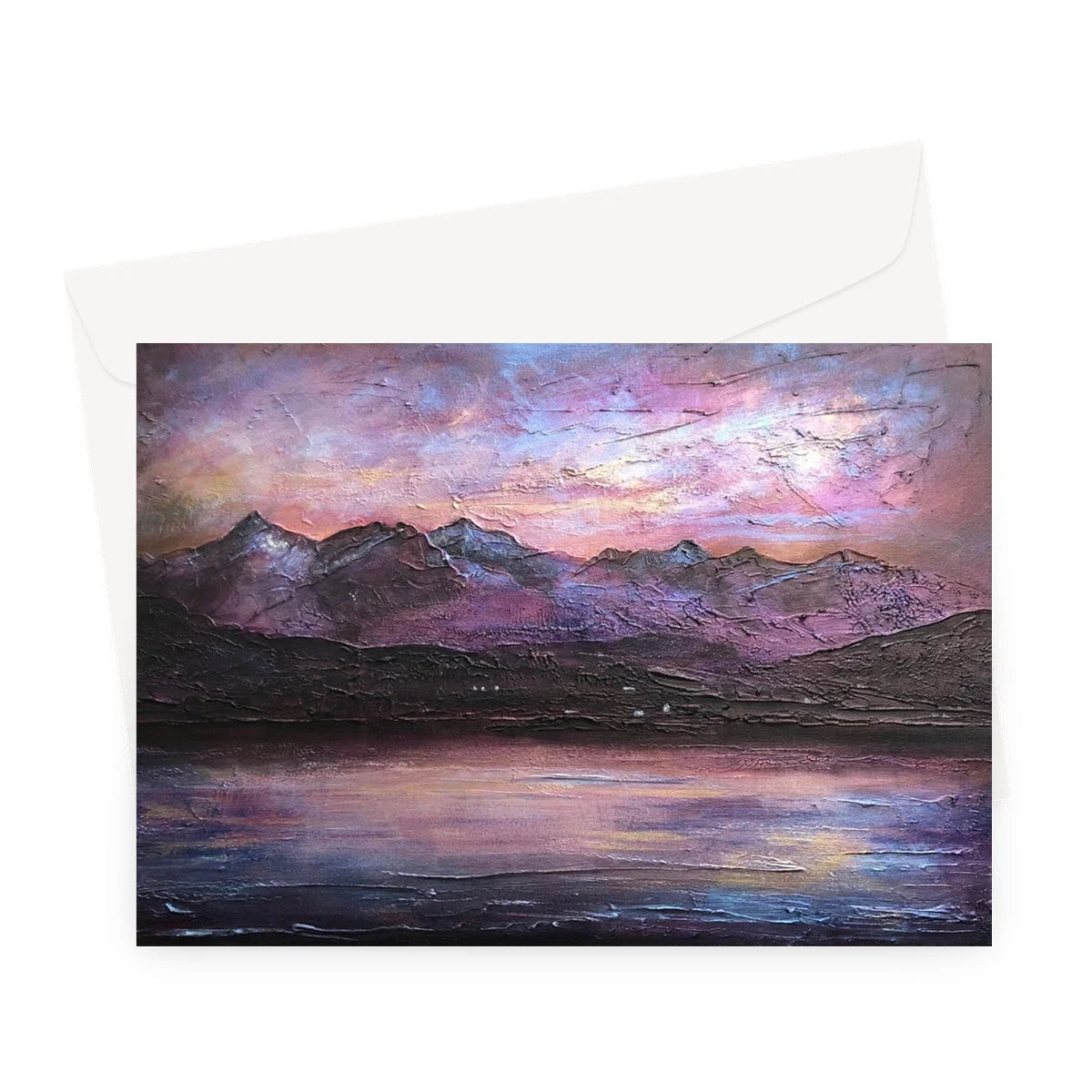 Last Skye Light Greeting Card - Art Gallery Scotland Worldwide Shipping Scottish Landscape Paintings and Prints
