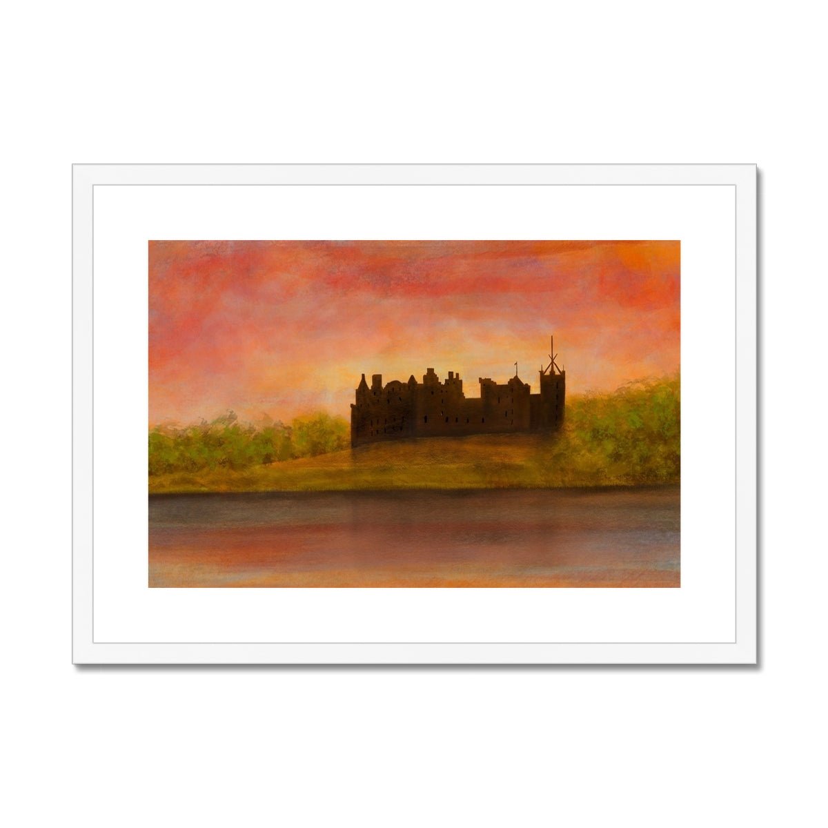 Linlithgow Palace Dusk Painting | Framed &amp; Mounted Prints From Scotland