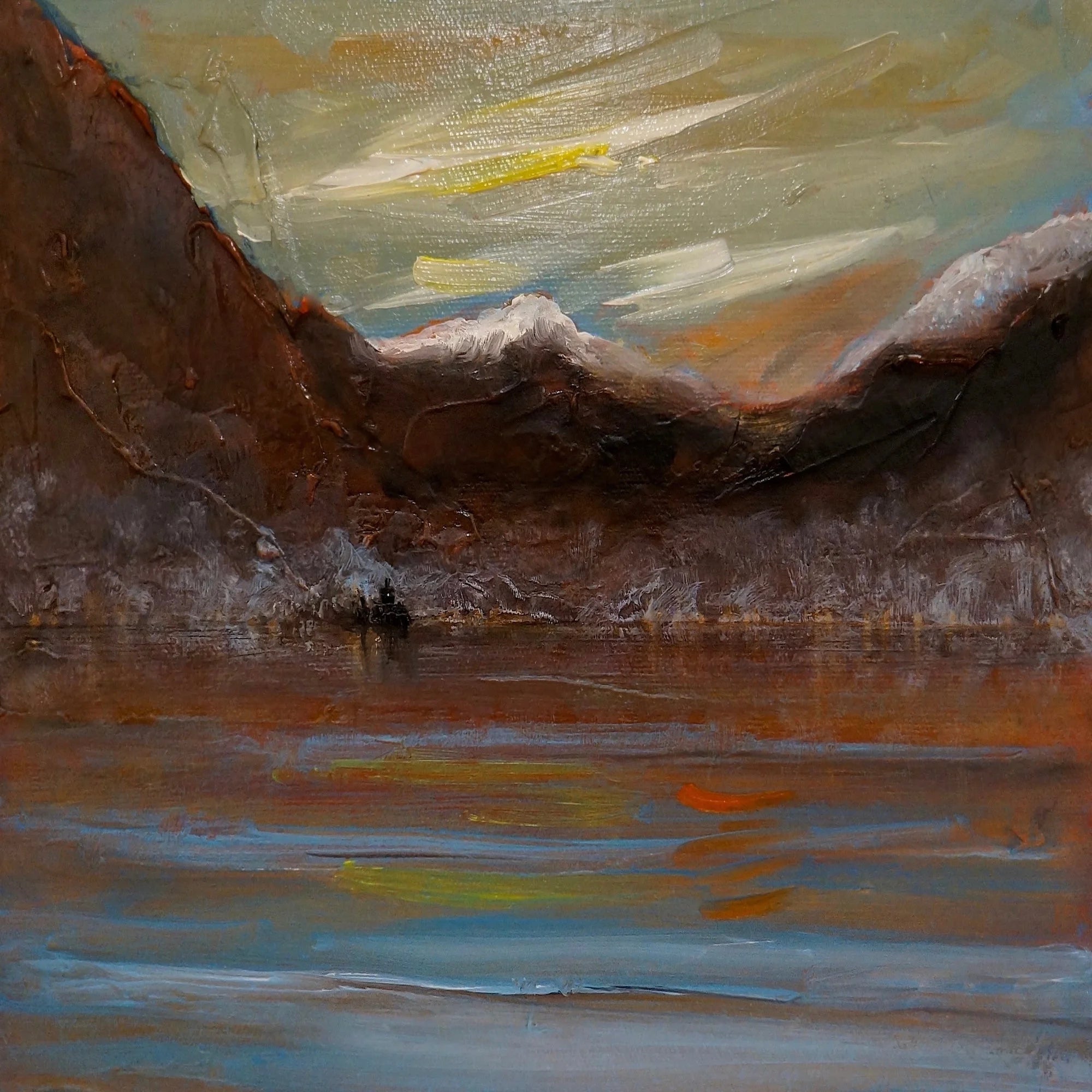 Loch Awe - Lochs & Mountains Art Gallery Scotland Worldwide Shipping Textured Oil Painting Scottish and Paintings Prints by Artist Hunter