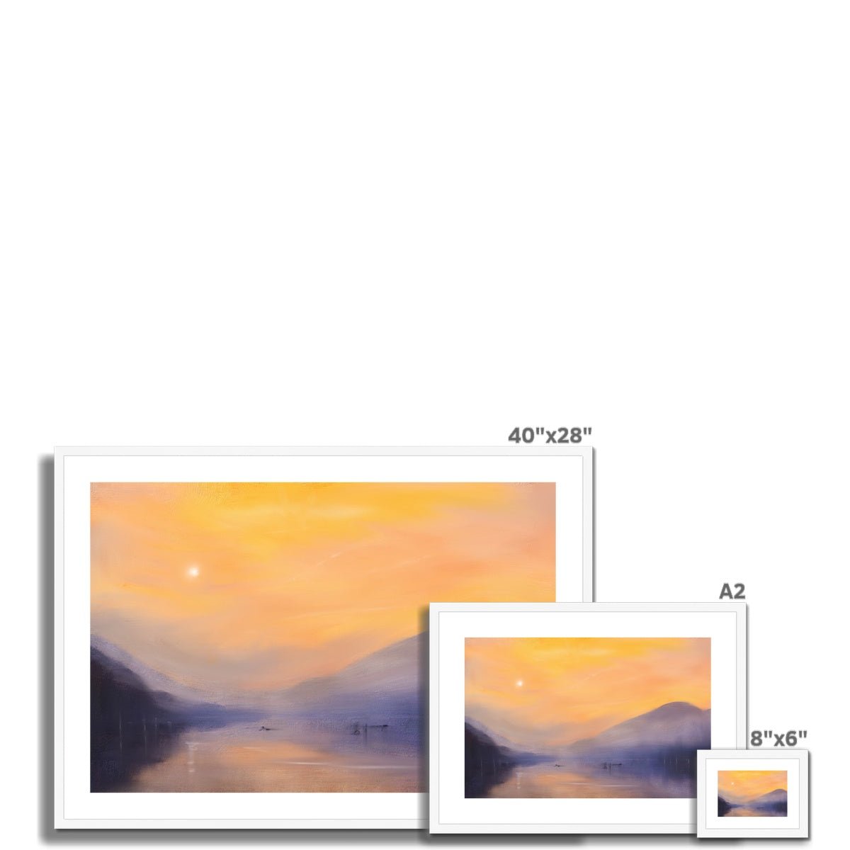 Loch Eck Dusk Painting | Framed &amp; Mounted Prints From Scotland