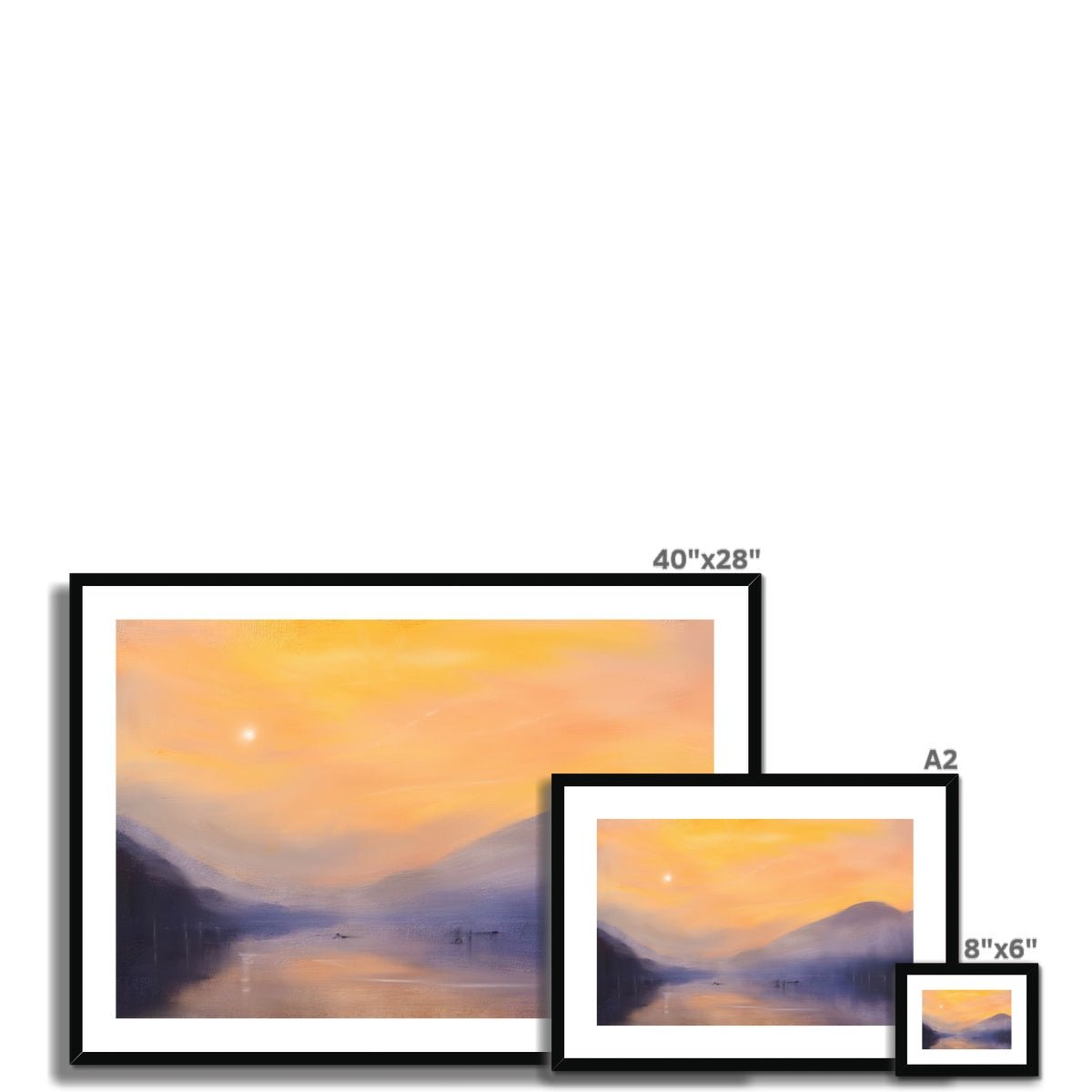 Loch Eck Dusk Painting | Framed &amp; Mounted Prints From Scotland