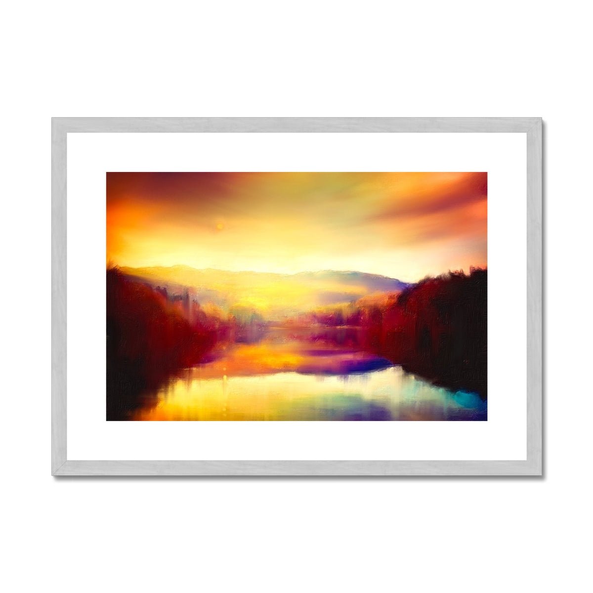 Loch Faskally Dusk Painting | Antique Framed & Mounted Prints From Scotland